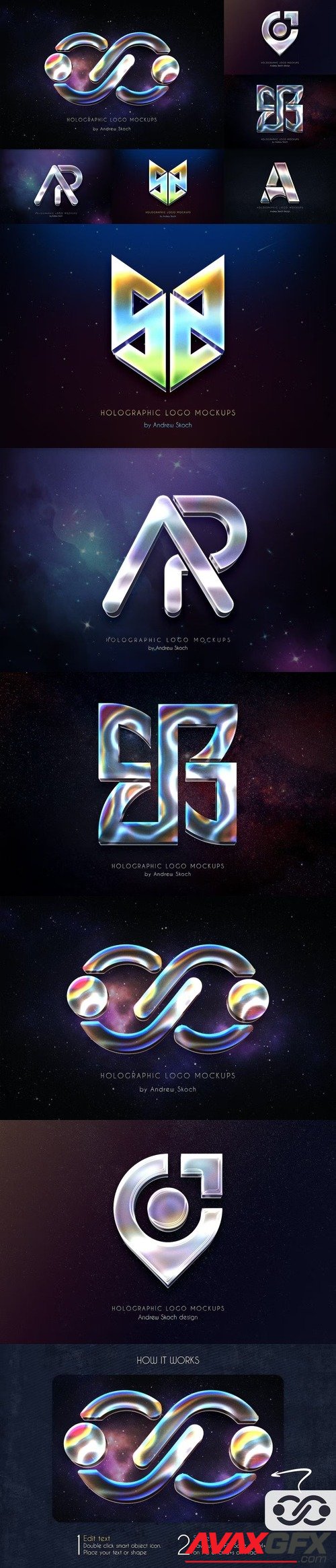 Holographic Logo Mockups [PSD]