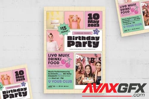 Y2K Birthday Party Flyer Templates [AI,EPS]