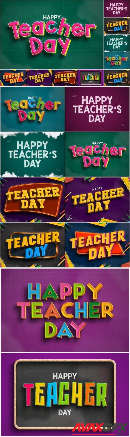 Teacher's day text effect set [PSD]