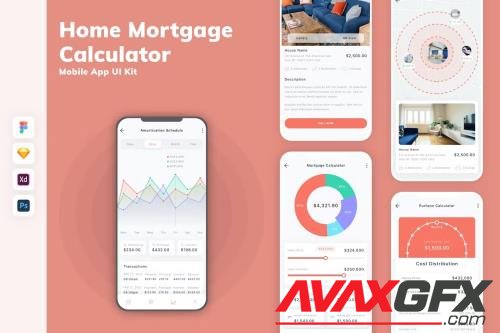 Home Mortgage Calculator Mobile App UI Kit T9VUTPC