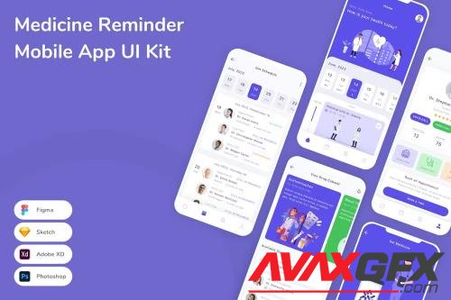 Medicine Reminder Mobile App UI Kit RZEUET8