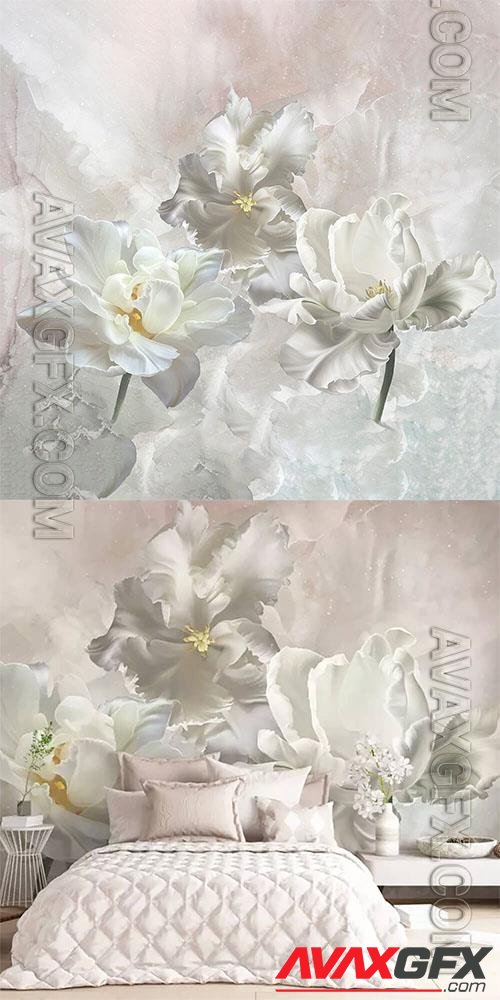 White delicate peonies close-up - Wallpaper for interior and design