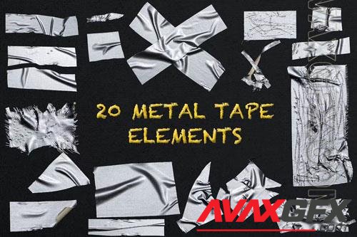 20 Realistic Metal Tape Isolated Object Overlays [PNG]