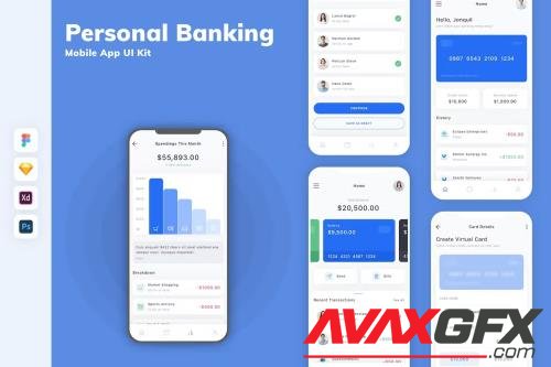 Personal Banking Mobile App UI Kit KK4J77K