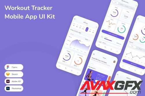 Workout Tracker Mobile App UI Kit NVZ83NH