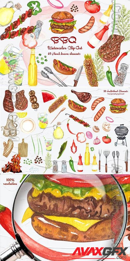 BBQ Watercolor Clipart [PNG]