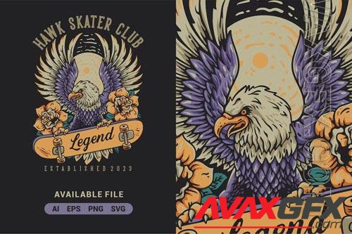 Hawk Skater With Eagle Vector Illustration