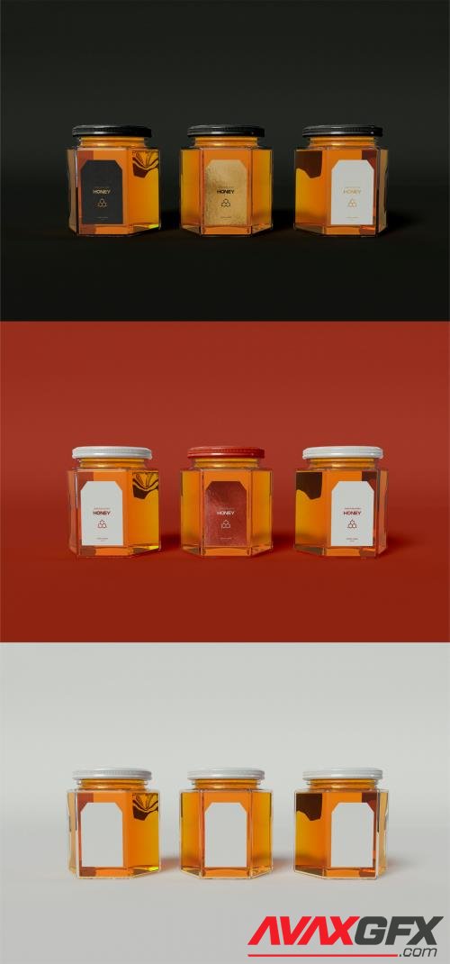 three Honey Jars Mockup 442175820 [Adobestock]