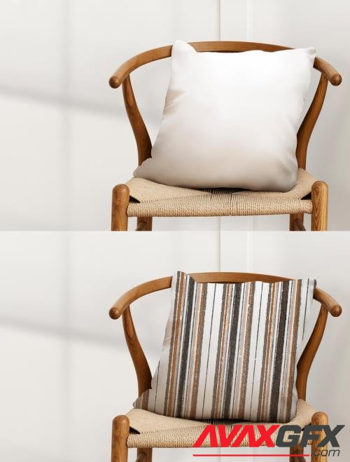 Cushion Pillow Mockup with Earth Tone Stripes Pattern 442162556 [Adobestock]