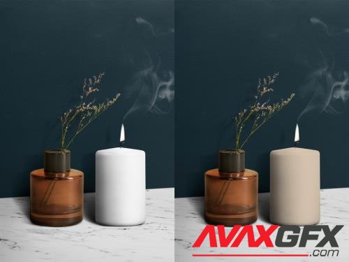 Decoration Mockup with Candle by Flower Vase 441407766 [Adobestock]