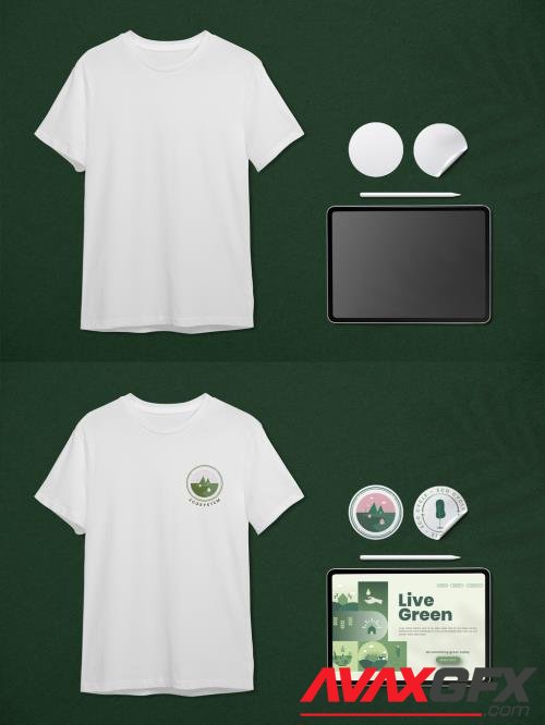 Eco Tshirt Mockup with Tablet and Sticker 441407760 [Adobestock]