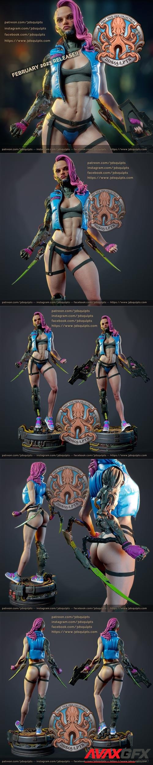 3dsqulpts - Cyberpunk Girl 3D Print