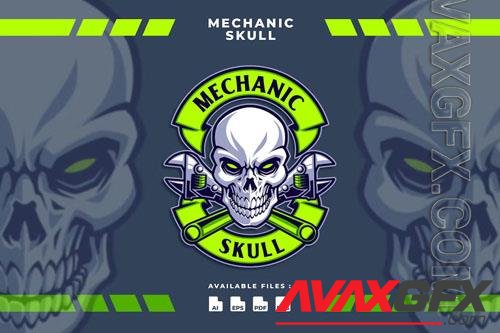 Mechanic Skull Emblem Badge Logo