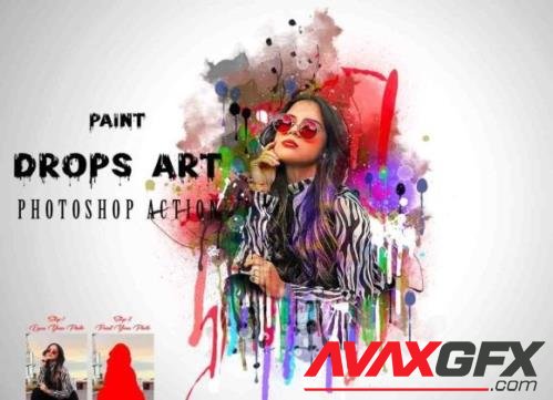 Paint Drops Art Photoshop Action - 13467321