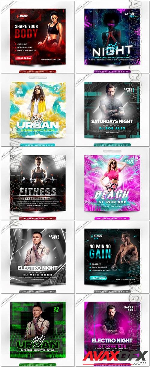 10 Flyer social media post, psd banner set vol 208