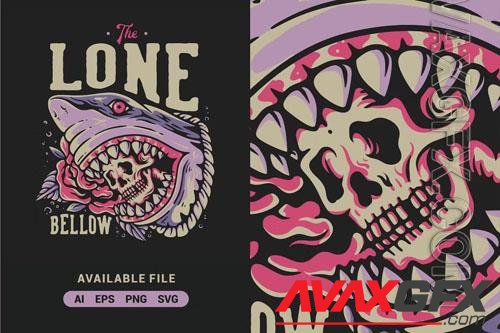 The Lone Bellow With Skull Vector Illustration