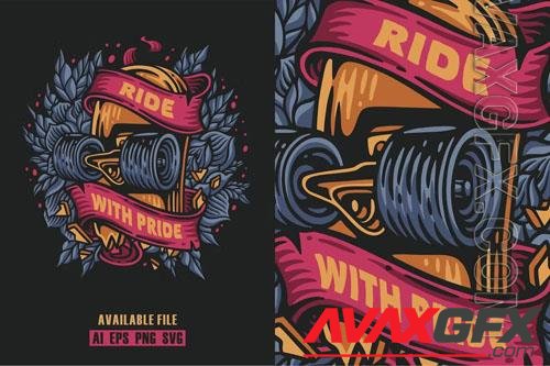 Ride With Pride Vector Illustration