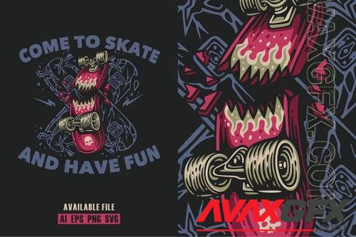 Come To Skate Vector Illustration