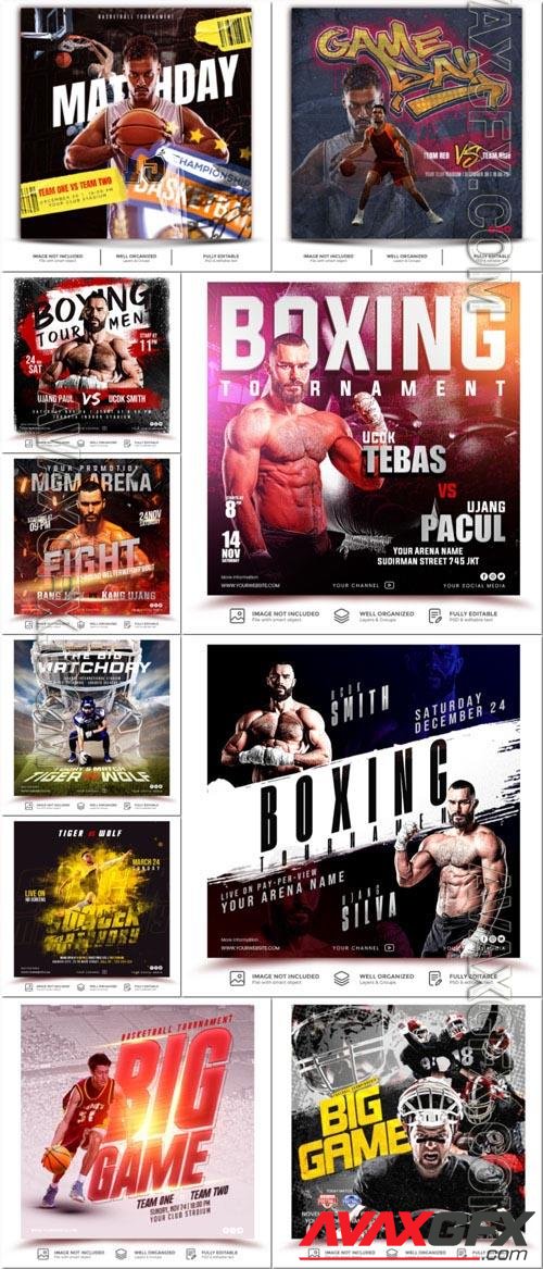 Flyer sport games social media post, psd banner set vol 181