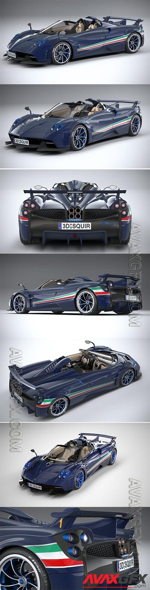 Pagani Huayra Tricolore 2021 3d model