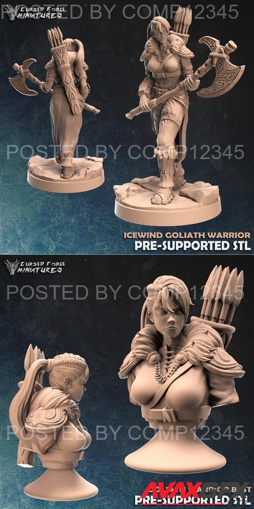 Goliath female warrior character and bust 3D Print