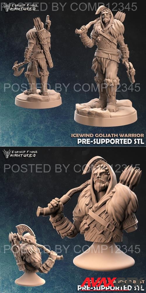 Goliath male warrior character and bust 3D Print