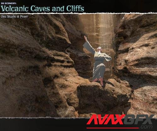 3D Scenery: Volcanic Caves and Cliffs for Poser and Daz Studi