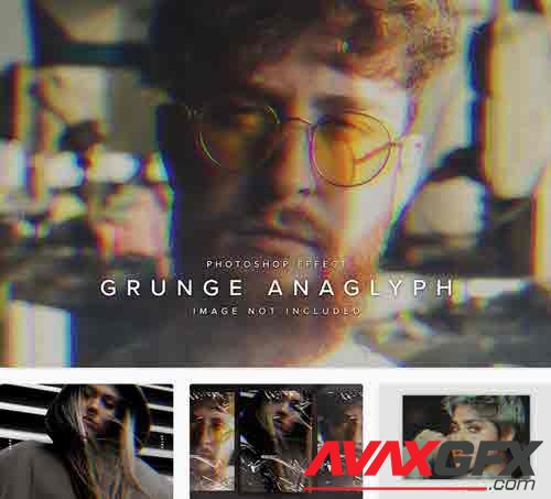 Grunge Anaglyph PSD Photo Effect Mockup - 6FG5WAY