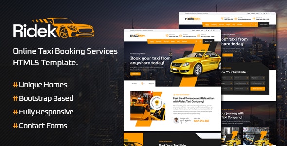 Ridek - Online Taxi Booking Service HTML5 Template 43864305