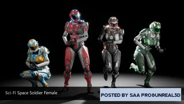Unreal Engine Characters Sci Fi Space Soldier Female v4.16-4.27