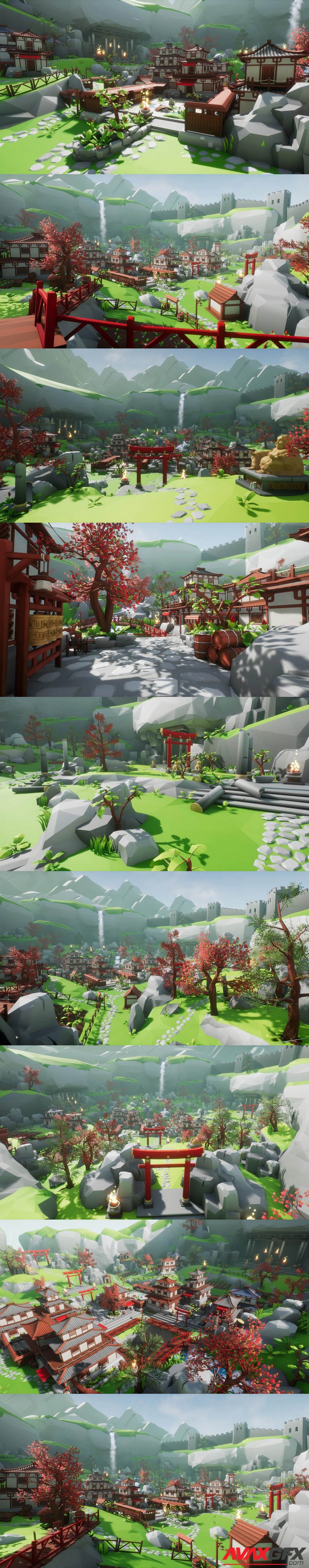 Lowpoly Style Asia Environment