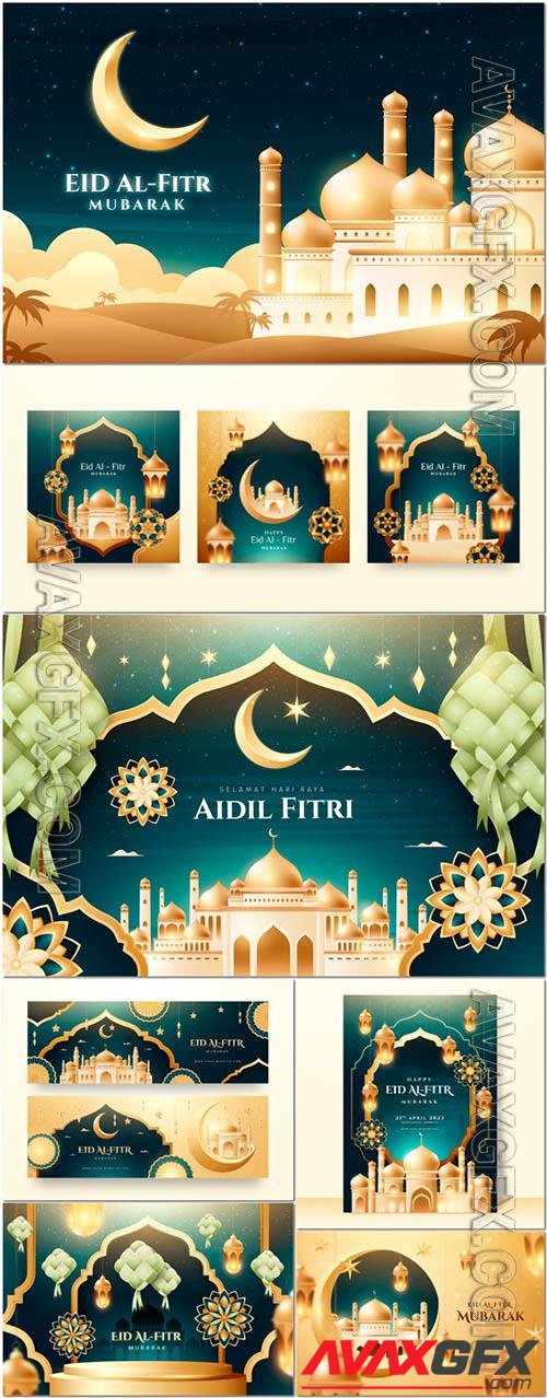 Vector Eid al-fitr greeting cards collection