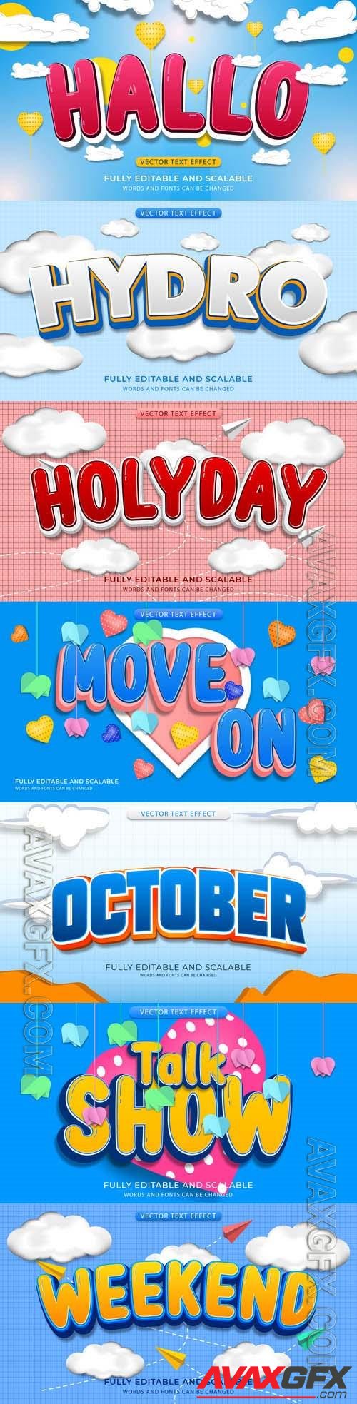 Vector 3d text editable, text effect font vol 162