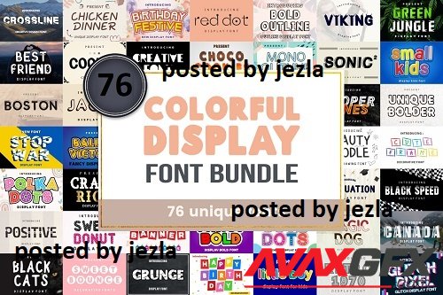 Colorful Display Font Bundle - 76 Premium Fonts