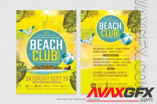 PSD yellow themed beach club flyer template for poolside bar