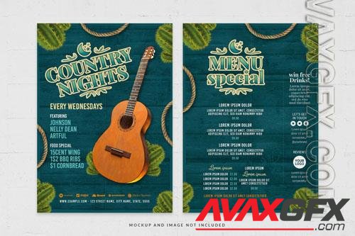 PSD rustic western country night party flyer template