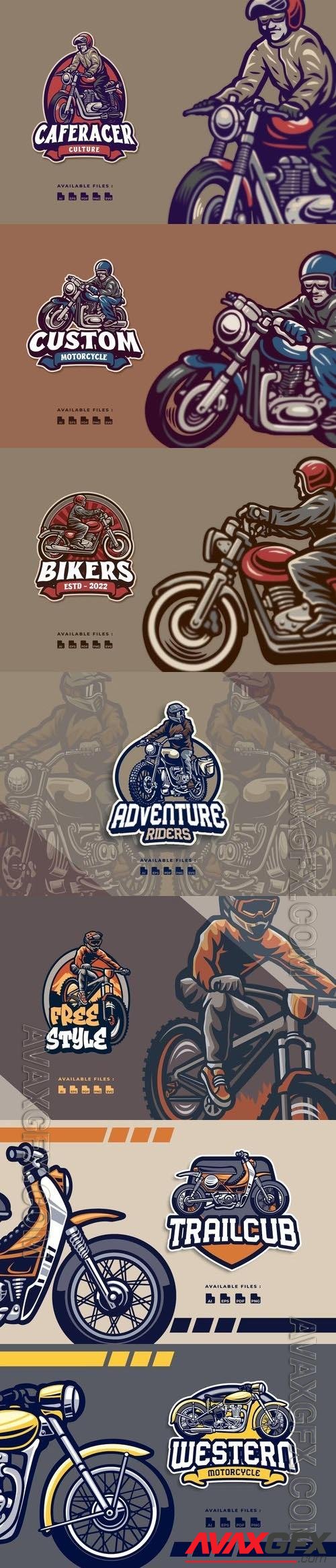 Montain Bike Character, Motorcycle Automotive Mascot Logo