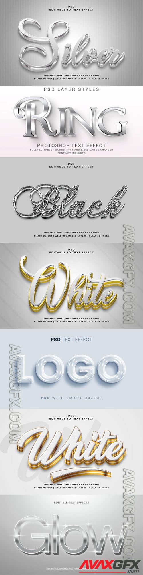 Psd style text effect, silver, ring, black, white, logo