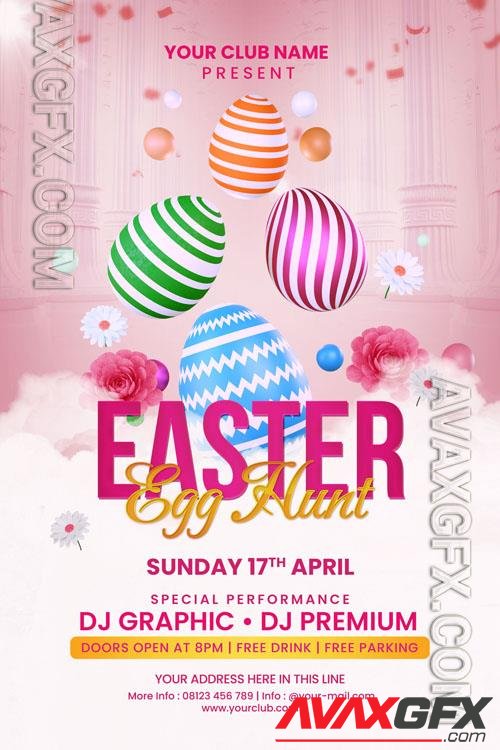 Easter day egg hunt celebration for social media post or psd flyer invitation
