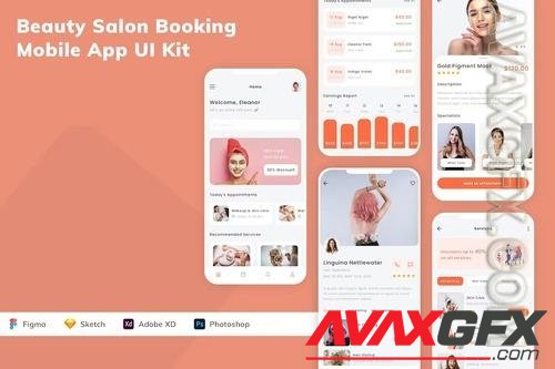 Beauty Salon Booking Mobile App UI Kit TV7GEBY