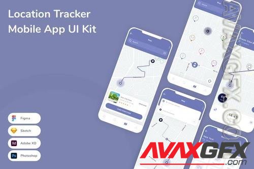Location Tracker Mobile App UI Kit CVHMJHL