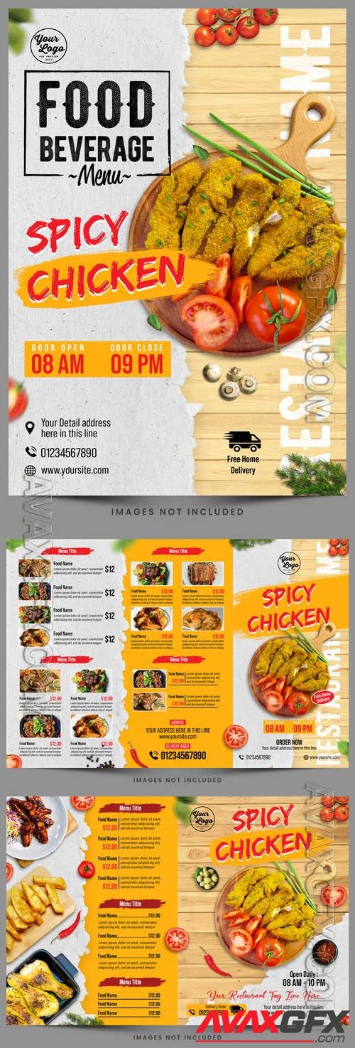 Food beverage restaurant menu psd flyer