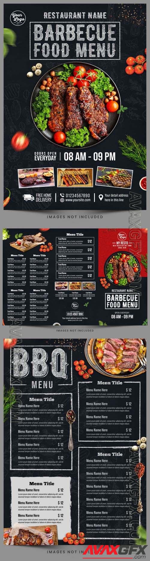 Barbeque food restaurant menu psd flyer