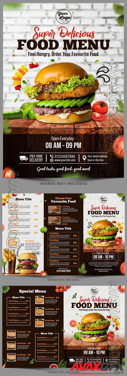 Fast food psd flyer restaurant delicious food menu