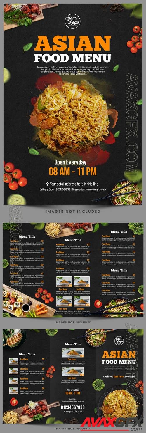 Asian food restaurant menu psd flyer