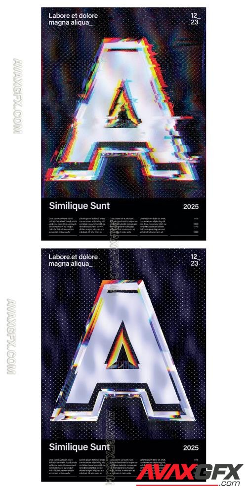 Modern Abstract Poster Layout with Colorful Glitch Backdrop 403481153 [Adobestock]