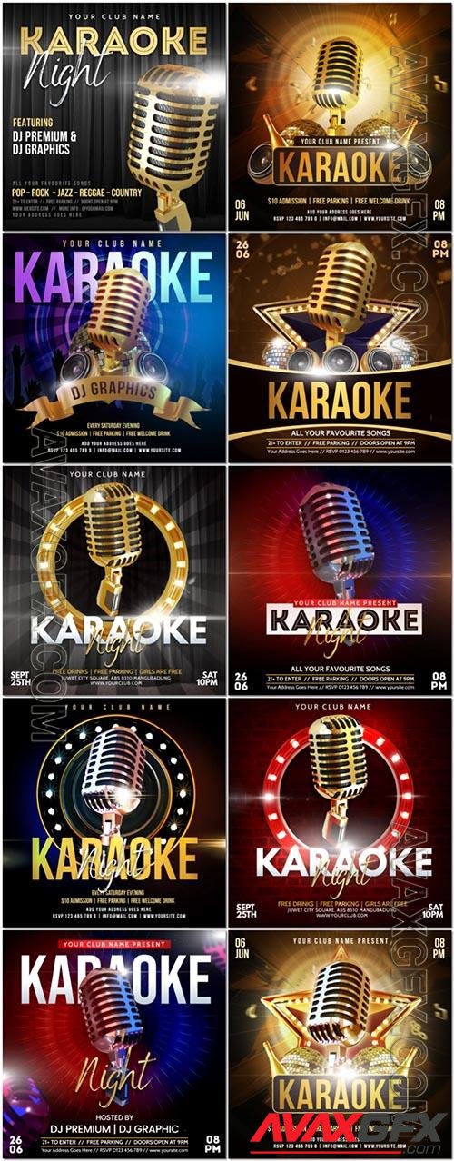 Karaoke night party for social media psd flyer template