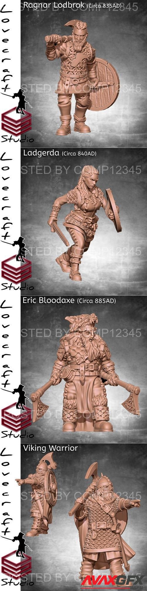 Ragnar Lodbrok and Ladgertha and Eric Bloodaxe and Warrior 3D Print