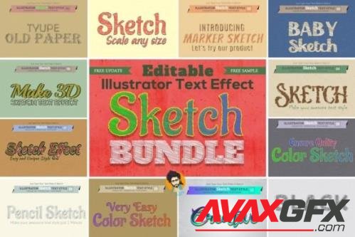 Sketch Text Effect Illustrator - 6944843