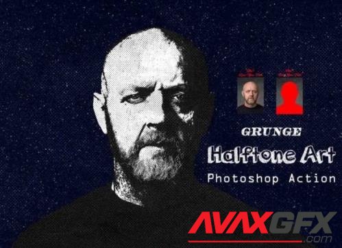 Grunge Halftone Art Photoshop Action - 14487396